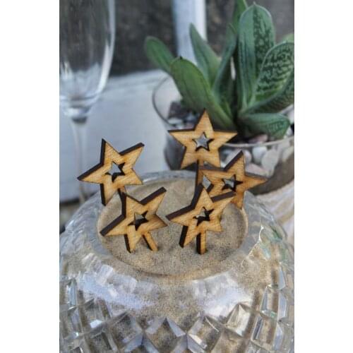 24pcs/lot Wooden Star Cupcake Toppers, Wedding, Birthday, Aniversary Cupcakes Party decoration with free shipping