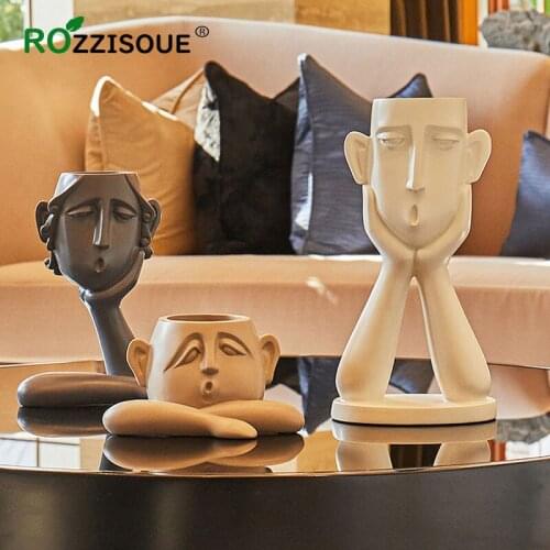 3PCS Human Face Flower Pot Set Creative Art Decoration Vase Decor Home Living Room Minimalist Crafts Pot Christmas Gift Ideas