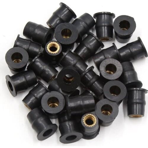 30Pcs M5x5mm Black Rubber Motorcycle Windscreen Windshield Screen Well Nuts