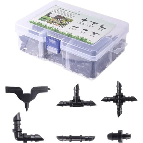 4/7mm Hose Oblique Barbed Connector Kit Tee Elbow Straight Fitting End Plug Garden Irrigation Water Connector Pipe Splitters