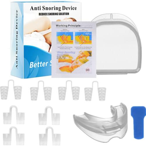 5/9PCS Anti Snoring Nasal Dilators Mouth Guard Mouthpiece Anti-Snore Solutions Set Sleep Aid Tools for Men Women Better Sleep
