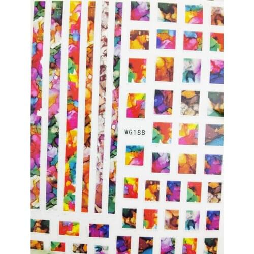 Watercolor 3D Nail stickers Geometry Square line Sliders for Nails Foil Design Self Adhesive All for Manicure Accessories Tips