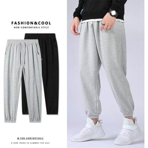 Ymwmhu Cotton Men Pants Elastic Waist Autumn and Spring Trousers Solid Loose Fashion Sweatpants Male Streetwear Thin Clothing