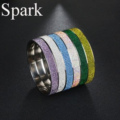 Famous Brand Lovely Colorful Bangle Stainless Steel 12 Colors 5 Rows Crystal Clay Bangle & Bracelet for Women Gift Bijoux