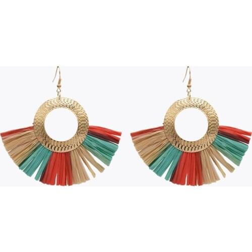 Colorful Plastic Grass Drop Earrings for Women Handmade pendientes Bohemian Statement Earrings Anniversary Jewelry oorbellen