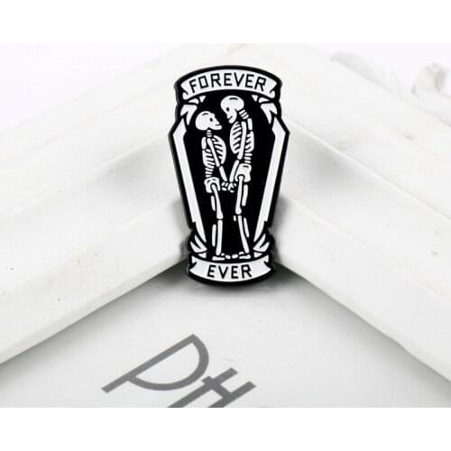 Creative Couple Skull Coffin Enamel Pin Clothes Shirt Jeans Brooch Badge Charm Pins Metal Brooches for Women