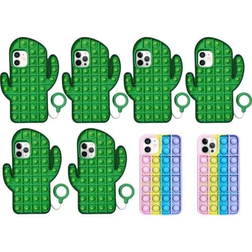 Creative Stress Relive Push Bubble Fidget Toy Silicone Phone Protective Cases for iPhone Sensory Anti-stress Puzzle Relaxing Toy