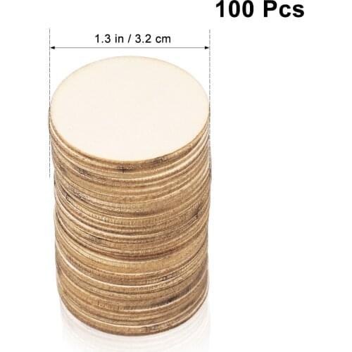 100PCS Wood Chips Wood Round Wood Pieces Good Quality Blank Decorative Wood Round Wood Pieces for Christmas Art Project Wedding