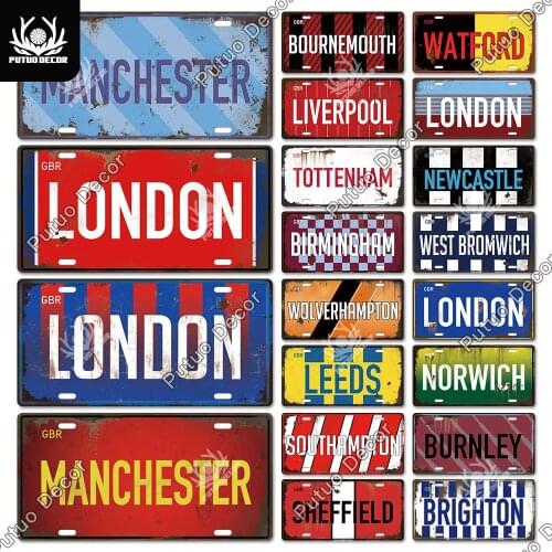 Putuo Decor England City Metal Sign Tin Sign Licenses Plate Decor Plaque Metal Vintage Bar Pub Man Cave Club Wall Decoration