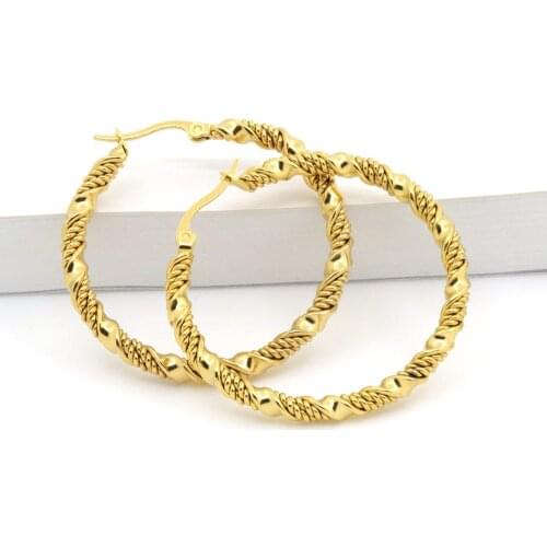 Fashion Jewelry Double Cable Hoop Earrings 3 Size Brand Earrings For Women Gold Colour Hoop Earrings Brincos Europe Punk