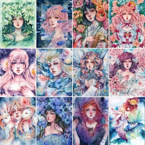 GATYZTORY DIY Oil Painting By Numbers Cartoon Girl HandPainted Kits Drawing Canvas Pictures By Numbers Portrait Home Decor Gift