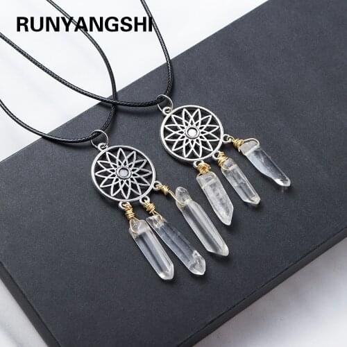 Natural Crystal Stone Clear quartz Dream net Crystal Singel Point Healing Gemstone Handmade DIY Necklace Jewelry