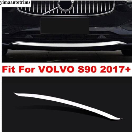 Stainless Steel Exterior Front Bumper Under Bottom Lips Strip Decor Cover Kit Trim 1pcs Accessories For VOLVO S90 2017 2018 2019