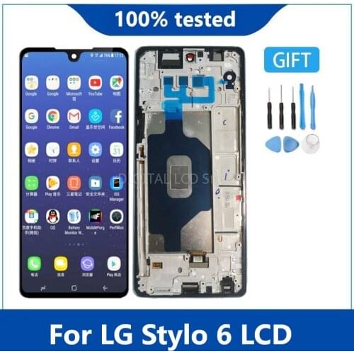 New For LG Stylo 6 Display Touch Screen Sensor Panel Digiziter Assembly For LG Stylo 6 Q730 LCD Black silver blue With frame