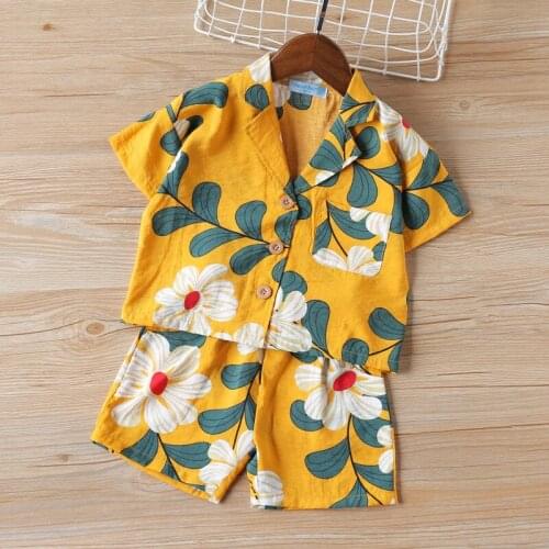 New summer childrens suit for foreign trade Floral Shirt S