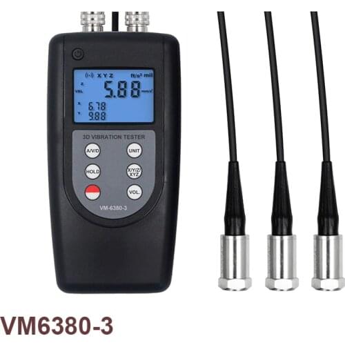 New Vibration Meter VM-6380-3 Vibrometros Periodic Motion 3-Axis Piezoelectric Accelerometer Sensor
