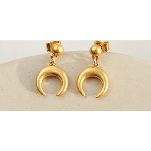 Nuetral Matt 18K gold plated heart style, cow horn earrings high quality for holiday