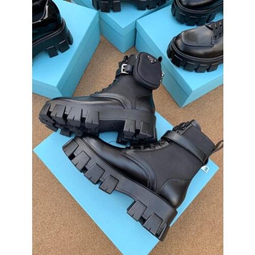 Wedges shoes 2020 New PD Boot Military Style Leather Boots Brushed Rois Leather And Nylon Boots 5.5CM HEEL