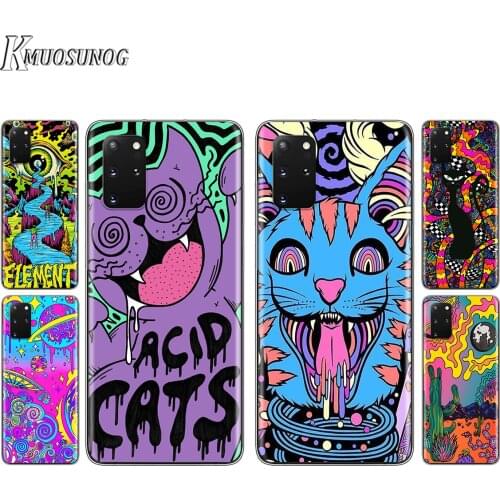 Colourful Psychedelic Trippy Art For Samsung S20 FE A91 A81 A72 A71 A52 A51 A42 A41 A32 A31 A21 A12 Lite Transparent Phone Case
