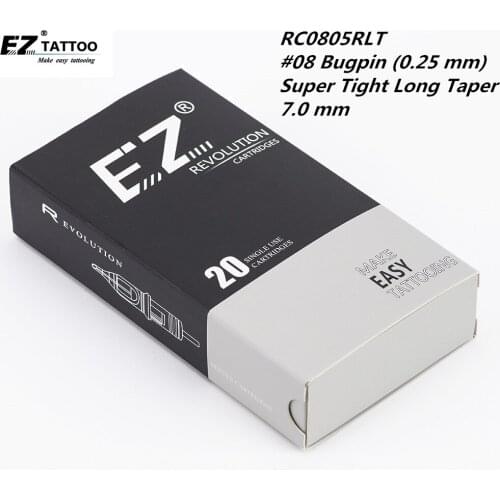 RC0805RLT EZ Revolution Tattoo Cartridge Needle Round Liner #08 Bugpin Super Tight 7.0 Long Taper for Rotary Tattoo Machines