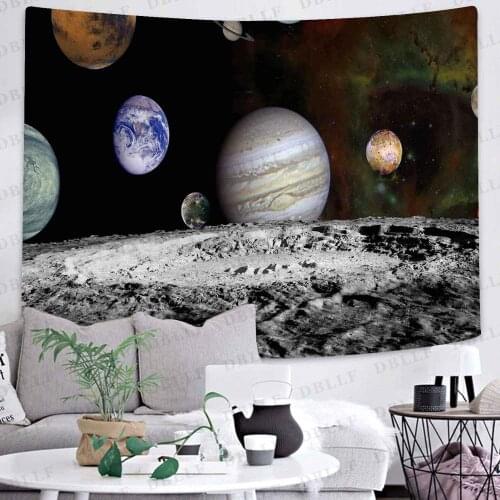 Simsant Astronaut Tapestry Outer Space Planets Dragon Flame Art Wall Hanging Tapestries for Living Room Home Decor Banner