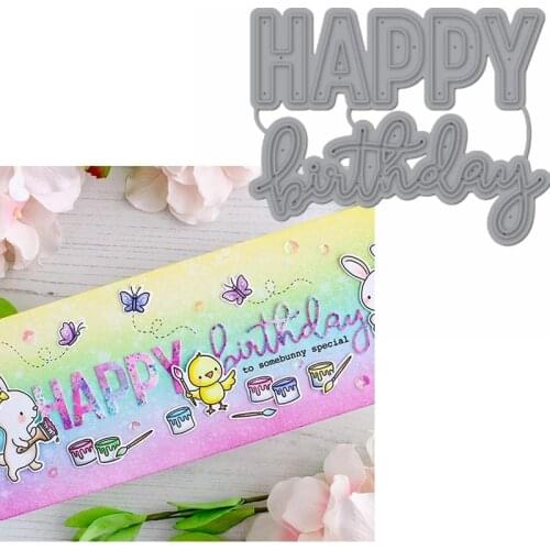Happy Birthday Phrase Metal Cutting Dies Stencils Happy Birthday Phrase Die Cut For Card Making DIY New2019 Crafts Cards