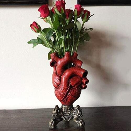 Resin Flower Vase Anatomical Heart Vase Modern Heart Model For Office Home Living Room Desktop Decoration Novelty Flower Pot