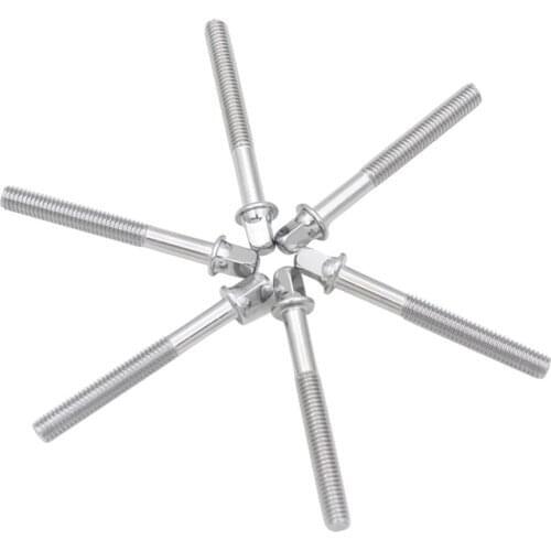 6 Pcs Sliver Metal Drum Tension Rods Screws Drum Bolts Musical Percussion Replacement Instrument Parts for Drummer