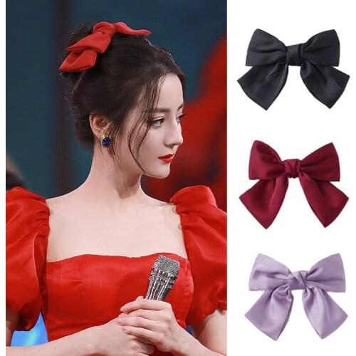 Super Fairy Bow Hairpin Fashion Net Red Solid Color Hair Clips Simple Womens Popular Barrettes Duckbill Clip Hair Accessories
