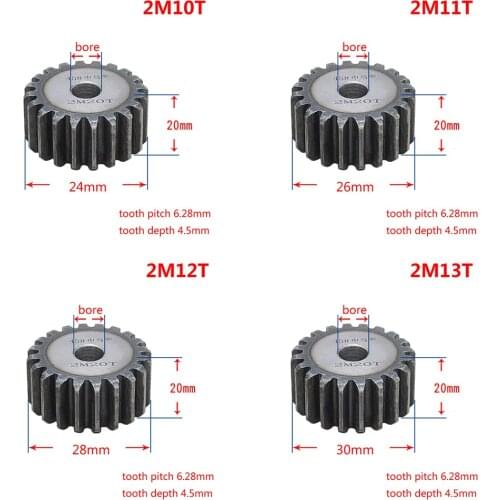 1PCS 2 Modulus 10T-25T Spur Gear Metal Gear Rack 45# Steel Thickness 20mm