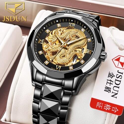 2021 JSDUN Mens Watch Top Brand Luxury Automatic Mechanical Business Clock Hollow Waterproof Gold Watch Mens Reloj Mecanico