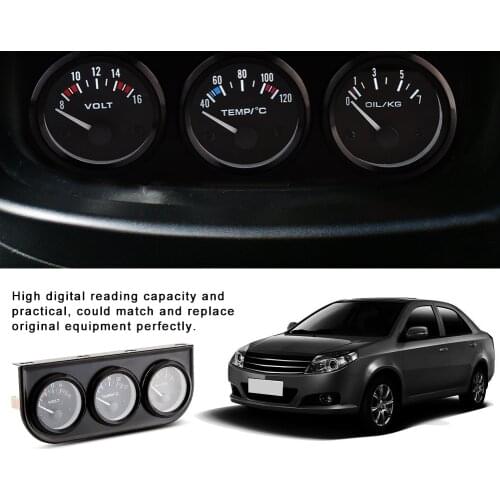 52MM 3 In 1 Volt meter+water temp gauge+Oil Pressure Gauge Kit Volt meter Or Oil Temperature Gauge Triple Mete EP-AW-C3
