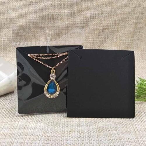 6.5*6.5cm white/black/brown DIY blank jewelry card paper cardboard necklace display card 100pcs+100 plastic bag