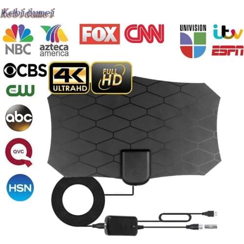 Kebidumei 80 Miles Antenna For Digital TV 25DB HDTV Antenna Amplifier Signal Booster Indoor DVB-T2 Grid Satellite TV Aerial