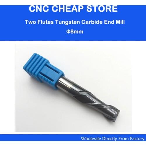 Free Shipping 2PCS solid carbide 8X8X20X60mm 8mm diameter 2 flutes End Mill Milling Cutter HRC55 CARBIDE Stainless steel NANO