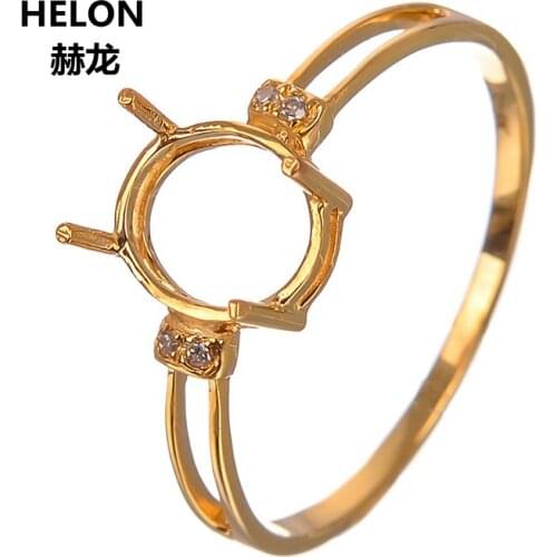Solid 14k Yellow Gold Natural Diamonds Engagement Wedding Ring 6x8mm Oval Cut Semi Mount Ring White Rose Godl Optional
