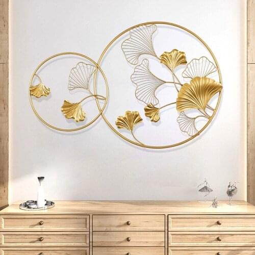 [HHT] Nordic Home Decoration Wall Pendants Wrought Iron Ginkgo Biloba Hotel Lobby Living Room Background Wall Hanging Ornaments