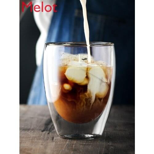 Double Insulation Heat-Resistant Glass Coffee Cup Coffee Cup Transparent Glass Cup Tea Cup Juice Tumbler