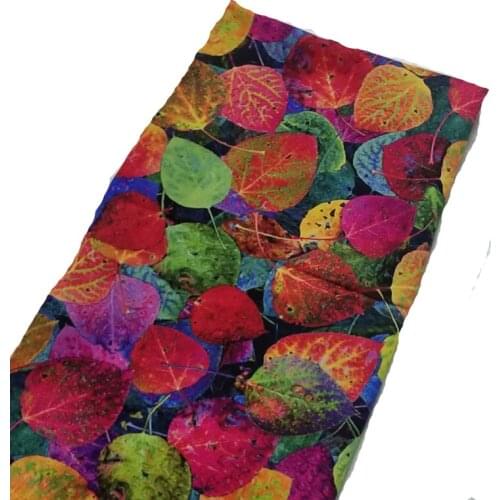 Brand New Vivid Colorful Leaf Printed Cotton Fabric 50x105cm Design 019 Fabric Patchwork for Cloth Dress Party Home Decor