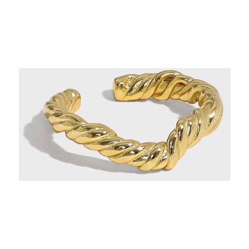 Real S925 Sterling Silver Twist Open Ring Women Fine Jewelry 2021, Fashion Gold Color Ring Woman Party Finger Accessories