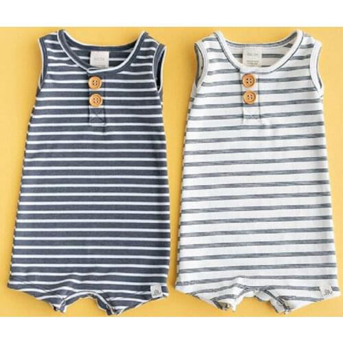 0-24 Infant Baby Boy Girl Striped Romper Clothes Sleeveless Striped Rompers Summer Outfit