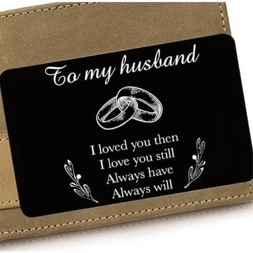 Engraved Wallet Card Wallet insert Love Note to husband Lettering greeting card Valentines day for husband