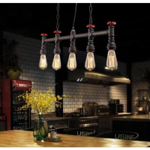 Retro Loft Style Water Pipe Lamp Edison Pendant Light Fixtures Vintage Industrial Lighting For Dining Room Hanging Lamparas