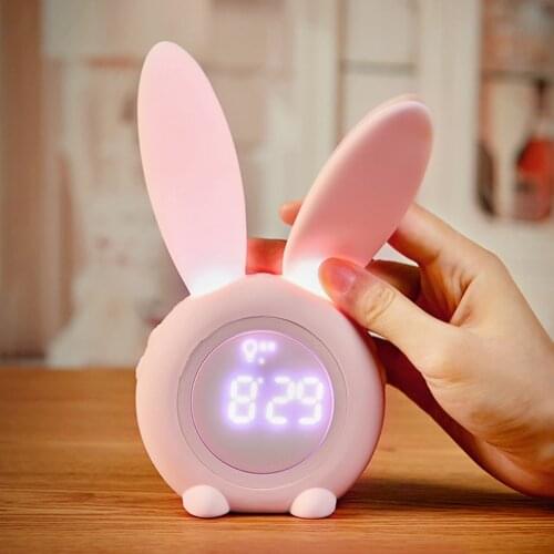 Cute Rabbit Table Clock Digital for Children Sleep Alarm Household Supplies Multi Function Snooze Timer Clocks
