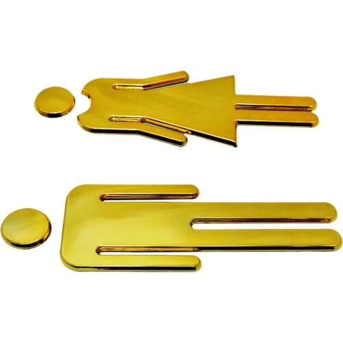 MAN & WOMAN WC Toilet Restroom Washroom Door Signs Signboard Poster Golden