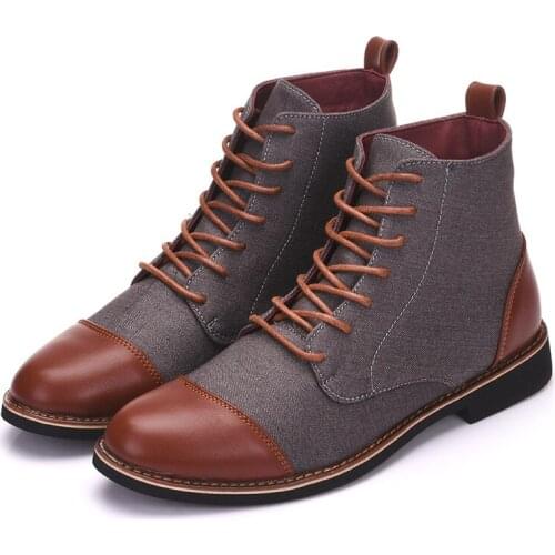 2021 Autumn Fashion Men Shoes Boots Ankle British Wind Men Short Boots Martin Casual Leather Panel Shoes Botines Hombres