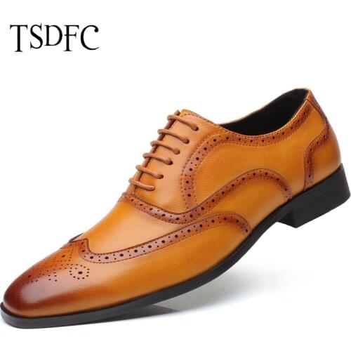 Mens Formal Shoes Leather Oxford Shoes For Men Italian 2021 Business Dress Shoes Wedding Shoes Laces Brogues Plus Size 46 47 48