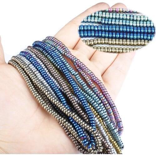 Natural stone 4x2mm ring spacer hematite loose beads jewelry making DIY necklace bracelet earrings jewelry accessories 16 inches