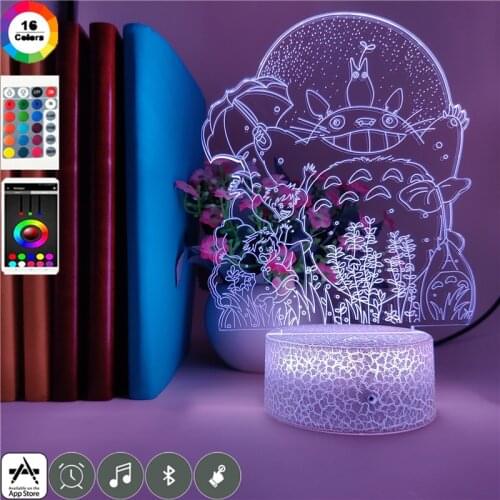 Novelty 3D Picture Lamp Anime Night Light LED MY NEIGHBOUR TOTORO Touch Sensor Nightlight Bedroom Hotel Color Change Decoration