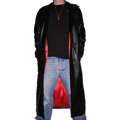 CREAZIONIINPELLE Mens Genuine Leather Trenchcoat Matrix Gothic Long Coat Jacket Made In Italy upto Chest Size 69 inches